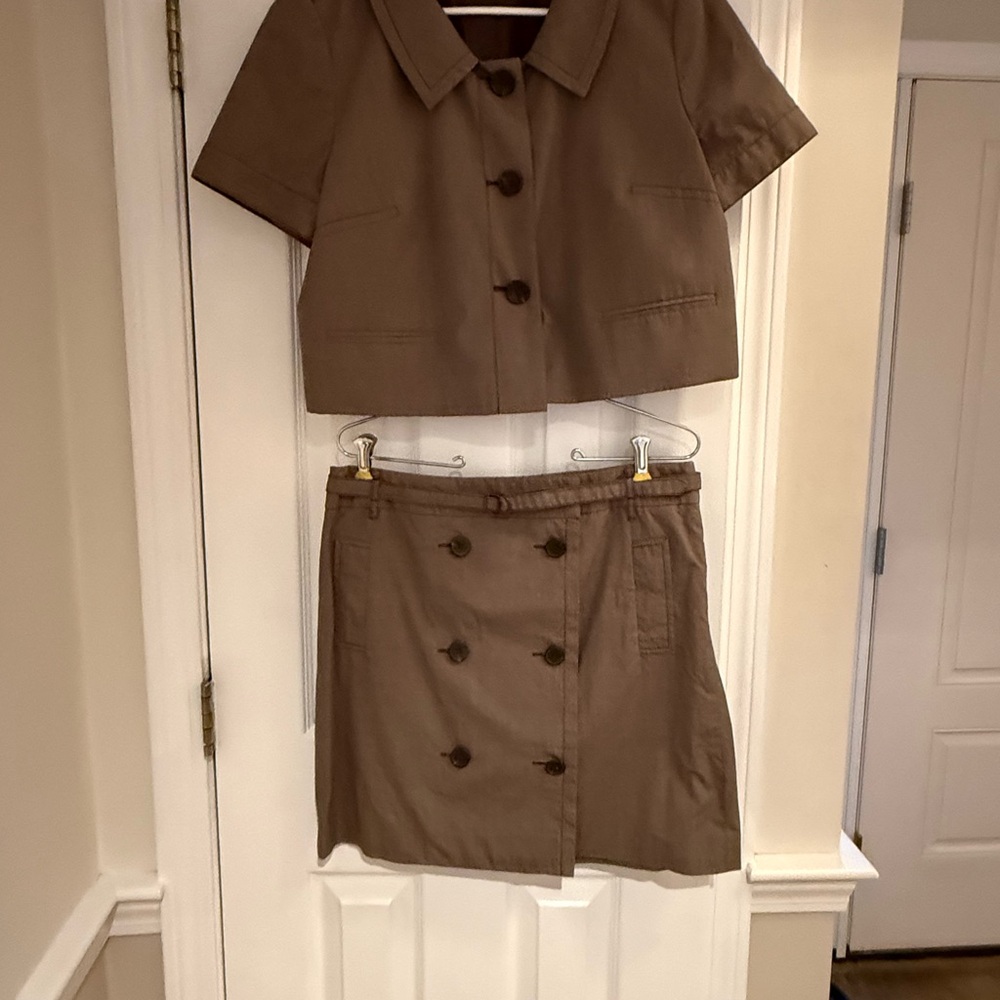 LOFT Taupe Jacket and Skirt Ensemble